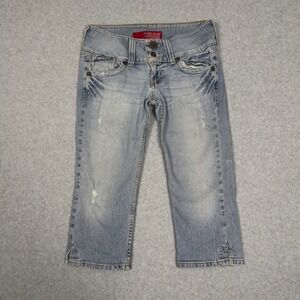 Guess Jeans Women's Light Wash Cropped Capri Stretch Denim Jeans Size 28 Y2K